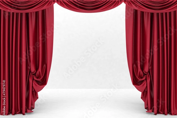 Obraz Open red theater curtain. 3d illustration