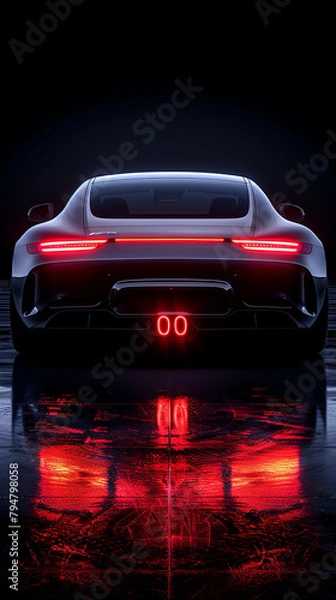 Fototapeta Red car body Object for service factory auto Car tail light red color factory background for customers. Using wallpaper or background for transport or automotive automobile new car generated ai