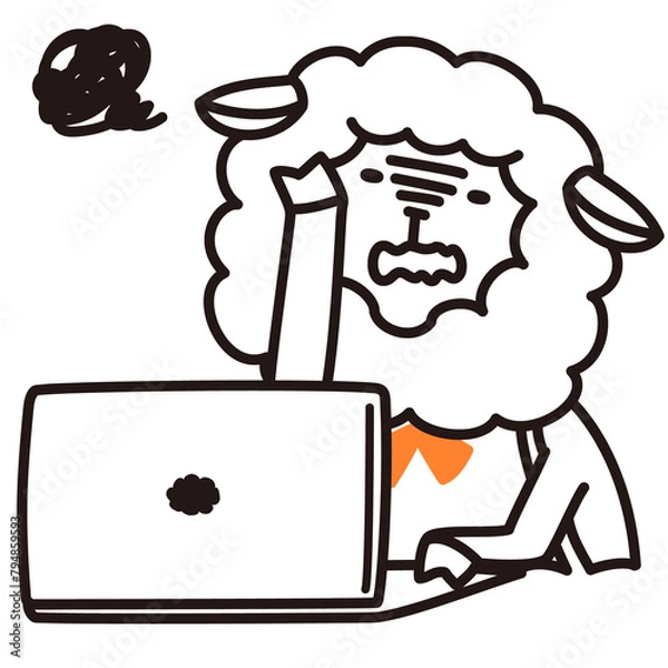 Fototapeta 色加工ok ひつじ素材No.24 PC_困った