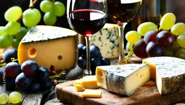 Fototapeta cheese and wine