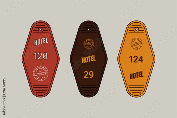 Fototapeta Retro Wavy Hotel Keychain Vector