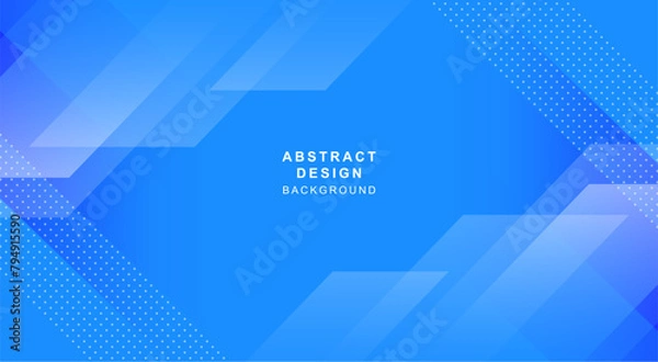 Obraz 斜線とドットで組み合わせた青色の抽象的な背景素材