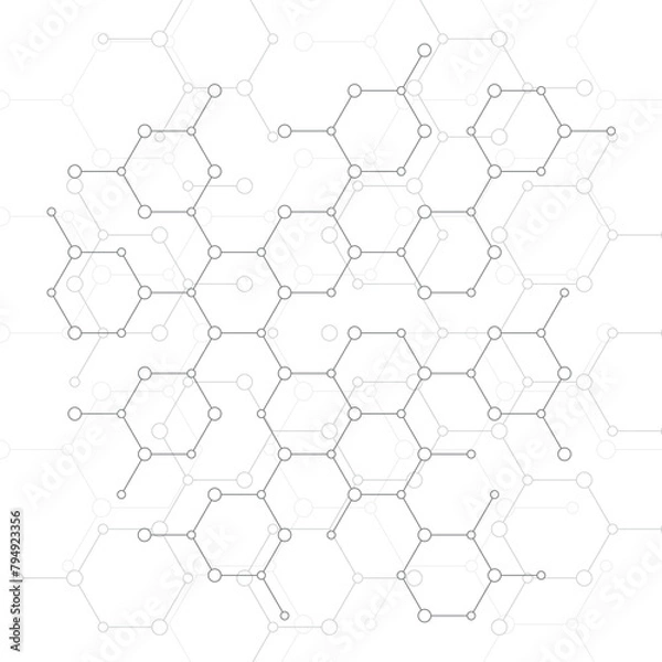 Obraz Geometric pattern from hexagons. Technology and science background. Molecular structure of chemical elements.