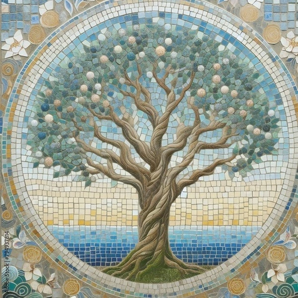 Fototapeta 世界一美しい生命の木のモザイクタイルアート