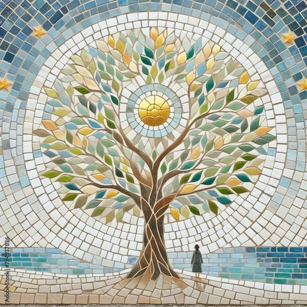 Fototapeta 美しい生命の木のモザイクタイルアート