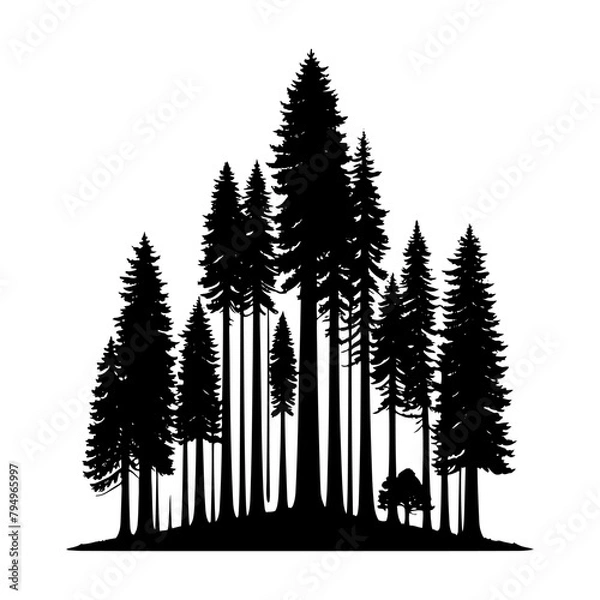 Obraz Crimson Giants: Professional Redwood Tree Vector Silhouette for Natural Landscape Designs.- Redwood Tree Illustration.