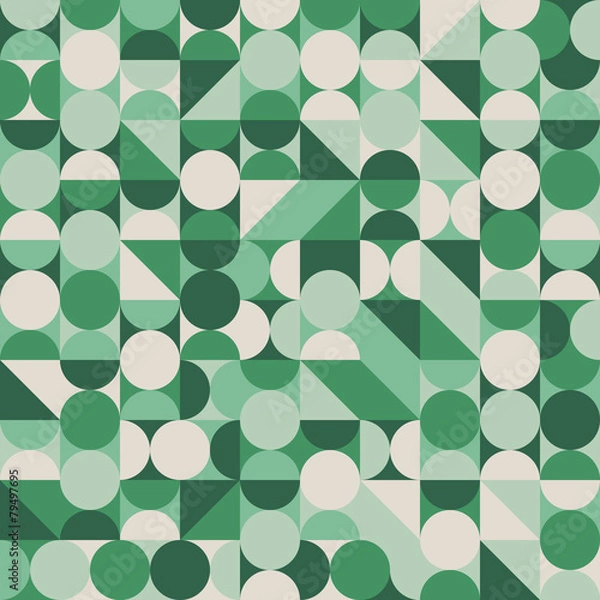 Obraz Abstract seamless pattern with green circles and semicircles.