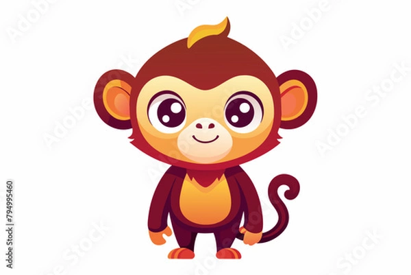 Obraz Cute Monkey Cheeky gradient illustration in white background