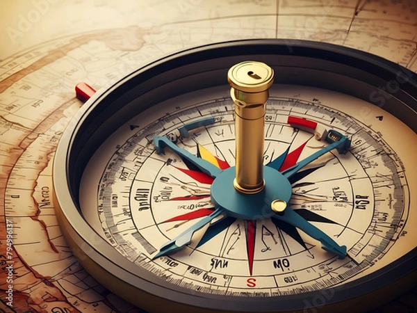 Fototapeta Comparing Costs and Values: Navigate the Seas of Finance with Our Cartoon Compass Concept