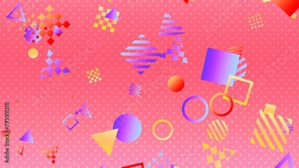 Fototapeta パーティクル VJ 図形 ポップ カラフル 赤 [別Verあり]