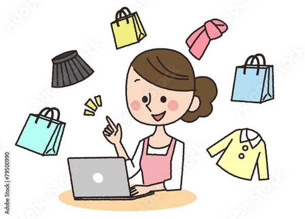 Obraz 女性　パソコン　買い物