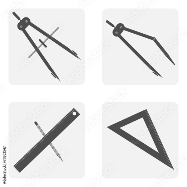 Obraz monochrome icon set with drawing tools