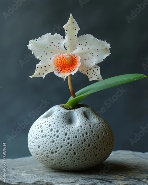 Obraz Ghost Orchid Macro Close-Up Delicate Flower in Orange and White