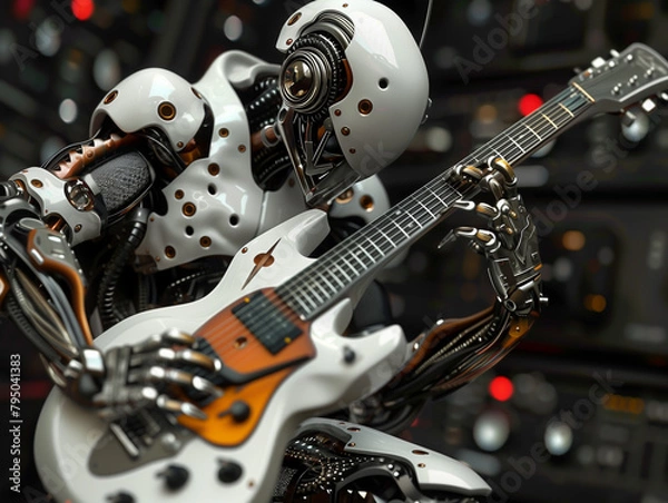 Obraz A robot is playing a guitar