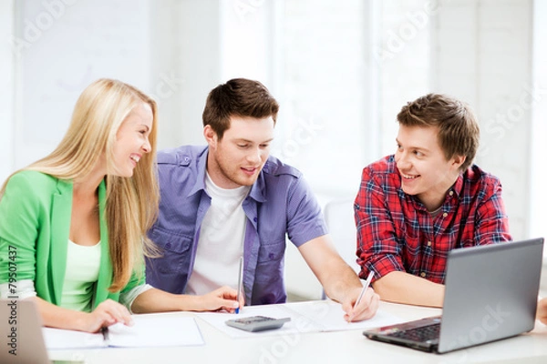 Obraz students chatting in lecture at school