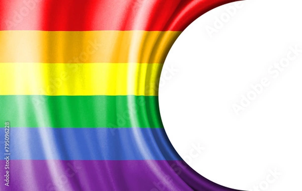 Fototapeta Abstract illustration, Rainbow flag or LGBTQ, with a semi-circular area White background, and copy space for text.