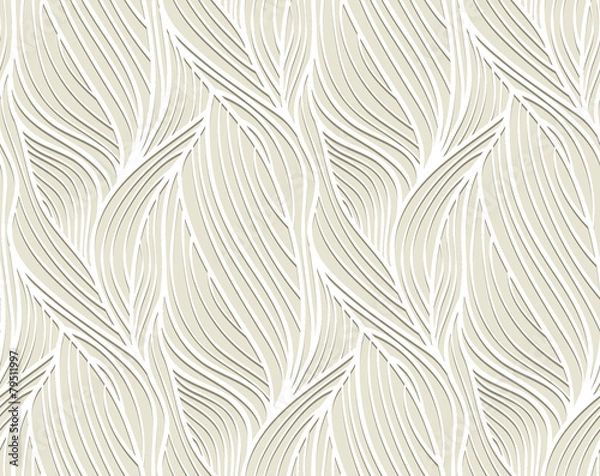 Fototapeta Vector seamless wave background of plants drawn lines