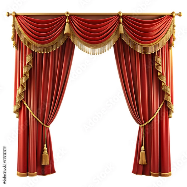 Obraz red and gold curtain transparent background