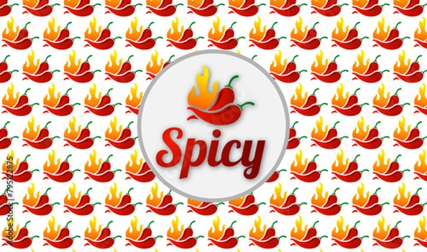 Obraz Red chili peppers, vector illustration. seamless pattern with pepper. red chili pattern spicy logo red chili logo Chili pepper pattern background National hot sauce day banner