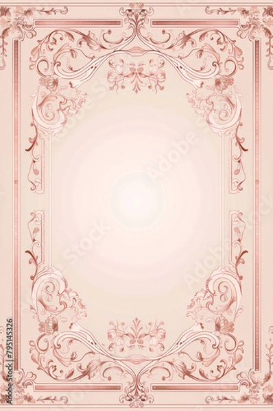 Fototapeta Vintage invitation frame with art nouveau décor. Generative AI