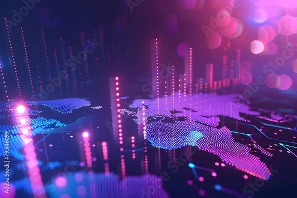 Fototapeta A city with a neon city in the background AI Generated