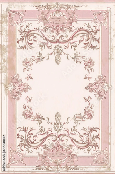 Obraz Vintage invitation frame with art nouveau décor. Generative AI