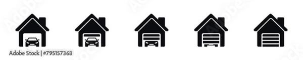 Fototapeta Icon car in garage. Simple garage symbol. Isolated graphic illustration house for car. Transport garage set icon in vector design style
