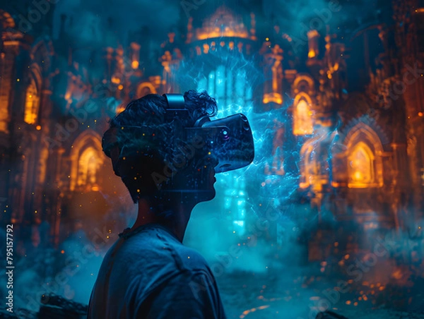 Obraz The fusion of technology and imagination in the world of VR gaming.The next frontier in gaming: where virtual reality and artificial intelligence converge.
