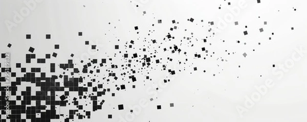 Fototapeta Black and White Pixel Dispersion on Gradient Background.