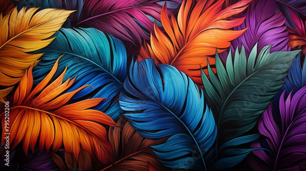 Obraz Colorful palm leaves pattern background