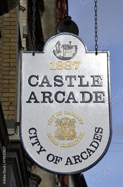 Fototapeta Castle arcade sign from Cardiff