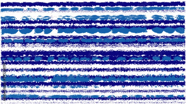 Fototapeta Grunge stripes made of hand drawn brush strokes. Abstract overlay texture of painted blue lines. 