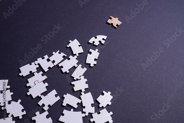 Obraz white deconstructed puzzles on a colored background
