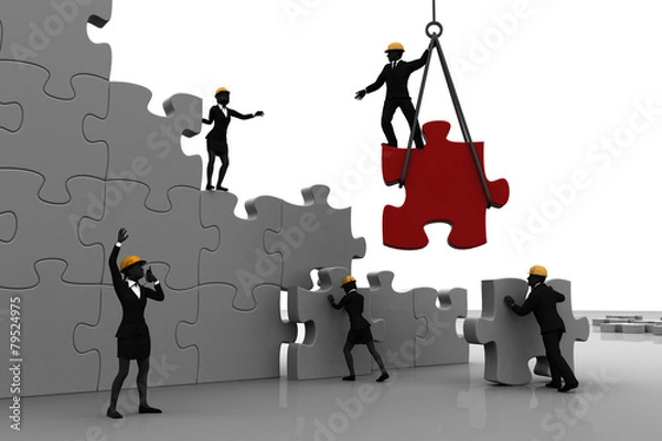 Obraz Team making jigsaw puzzle