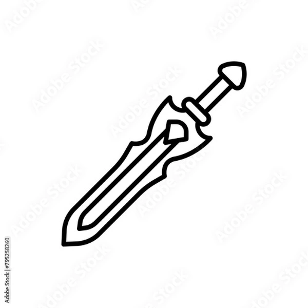 Fototapeta Fantasy sword outline icons, minimalist vector illustration ,simple transparent graphic element .Isolated on white background