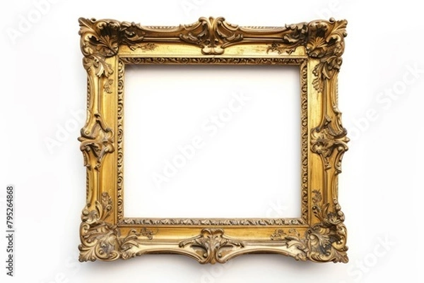 Fototapeta Golden frame isolated on a white background.