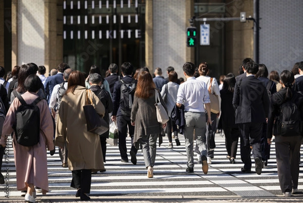 Fototapeta 朝に出勤する女性の後ろ姿