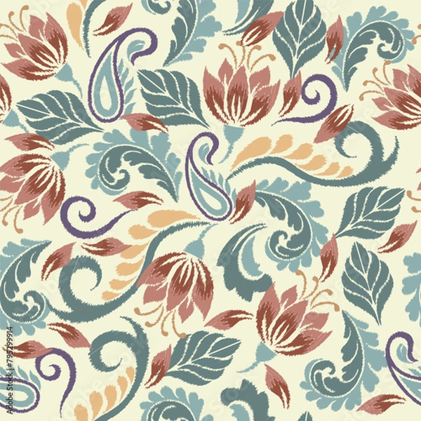 Obraz floral pattern in vector, suitable for fabric, clothing, covers, motifs, wallpaper, etc.