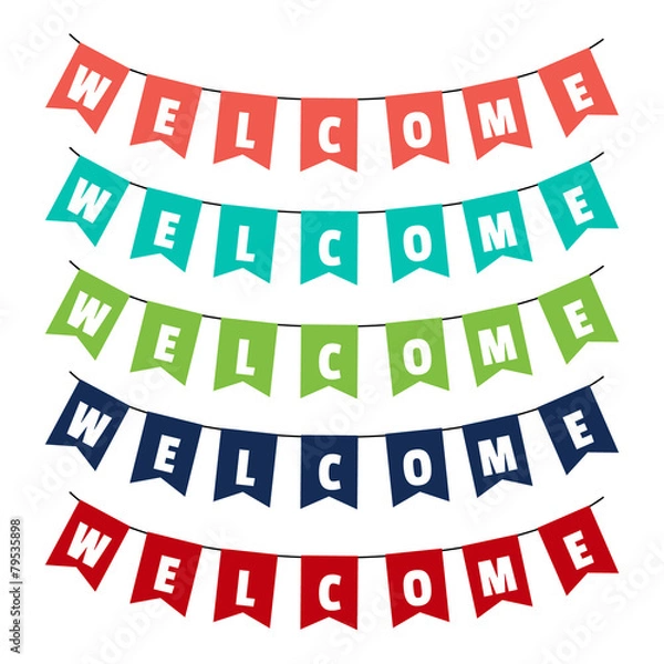 Obraz Word of welcome to the party flags.
