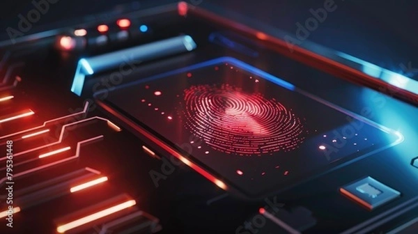 Fototapeta Biometric payment system authorizing transactions with fingerprints