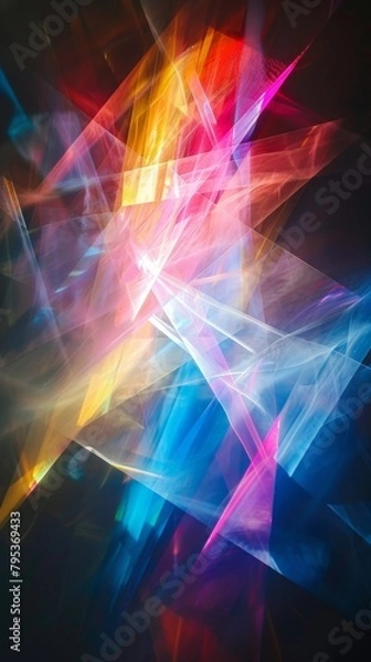 Obraz A stunning prism light leak colorful photo overlay set against a sleek black background, adding a vibrant and dynamic touch to any image or design.
