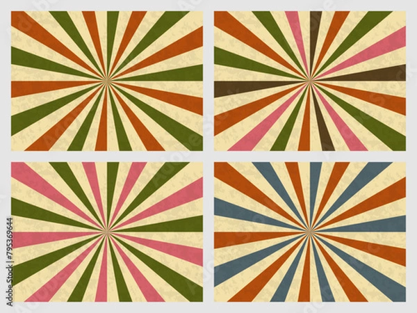 Obraz レトロポップな集中線の背景素材