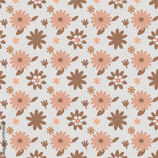 Fototapeta Vector floral 3d seamless pattern background. Seamless colorful floral background pattern.
