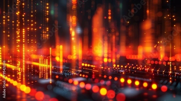 Fototapeta Binary code flowing through a circuit board