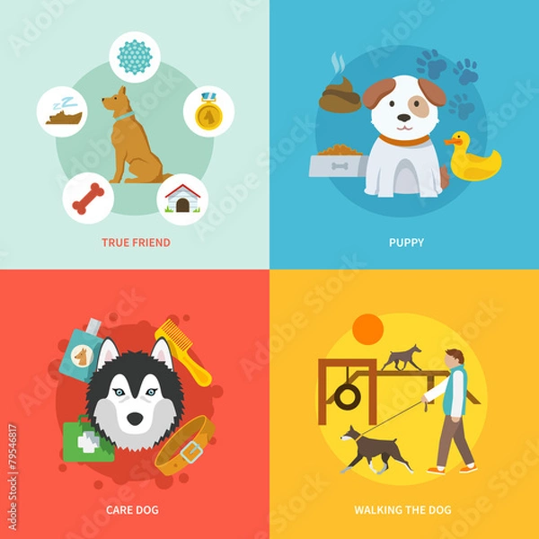 Obraz Dog Icons Flat Set