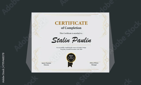 Fototapeta Flat certificate template. Elegant certificate of achievement.