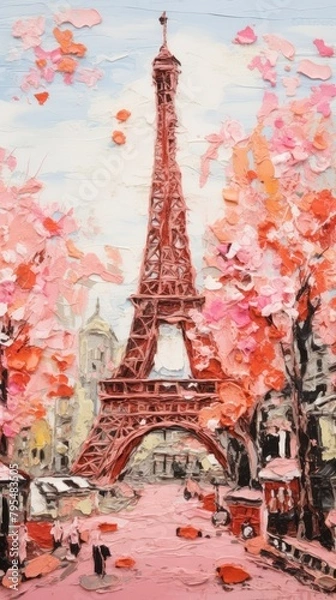 Obraz Eiffel tower architecture building painting.