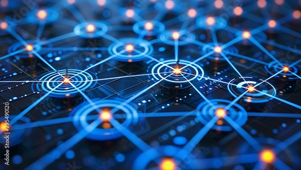 Obraz Communication network concept. Motion graphic for abstract data center, server, internet, speed.