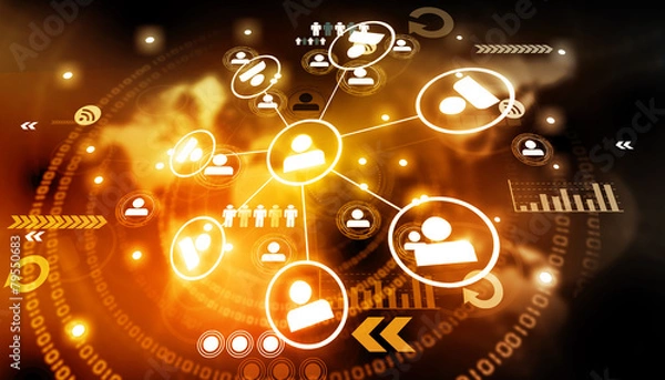 Fototapeta Global networking on beautiful abstract background