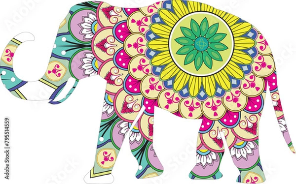 Obraz This is simple and vector Elephant Mandala Background and it is editable.